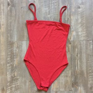 Nasty Gal Red Ribbed Body Suit
